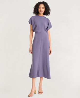 Luxely - Women's Draped Dolman-Sleeve Midi Dress