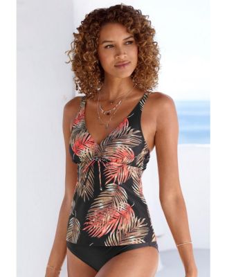 Women's Palm Print Underwire Tankini Swimsuit Top