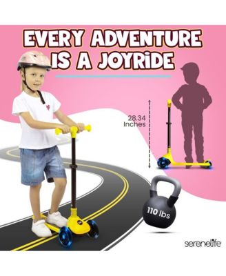 3-Wheel Foldable Kids Scooter - Child Toy Scooter with Built-in LED Wheel Lights, and Easy Maneuvering Lean-to-Steer Technology (Yellow)