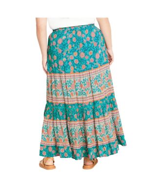 Plus Size Aurora Print Skirt