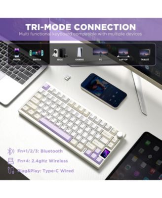 AL80 Wireless Mechanical Keyboard,Full Aluminum CNC, Smart LCD Display,Hot Swappable Gasket Mount 75% Layout (Beige, Cocoa Cream V2 Switch)