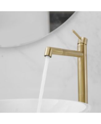 Single Hole Single Handle Bathroom Vessel Sink Faucet With Supply Hose in Black Gold