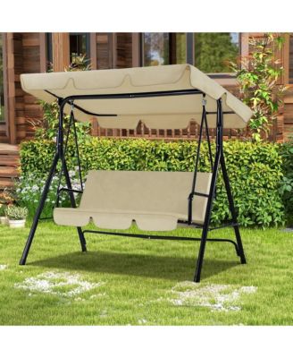 3-Person Metal Patio Swing with Removable Cushion Patio Swing Outdoor Porch Swing Chair for Adults for Garden Backyard Deck