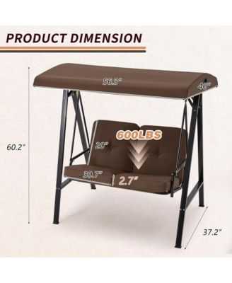 2-Person Metal Patio Swing with Removable Cushion Patio Swing Outdoor Porch Swing Chair for Adults for Garden Backyard Deck