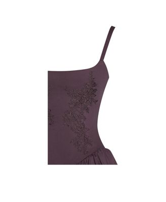 Women's Oakleigh Blackberry Purple Cotton Lace-up Back Midi Dress