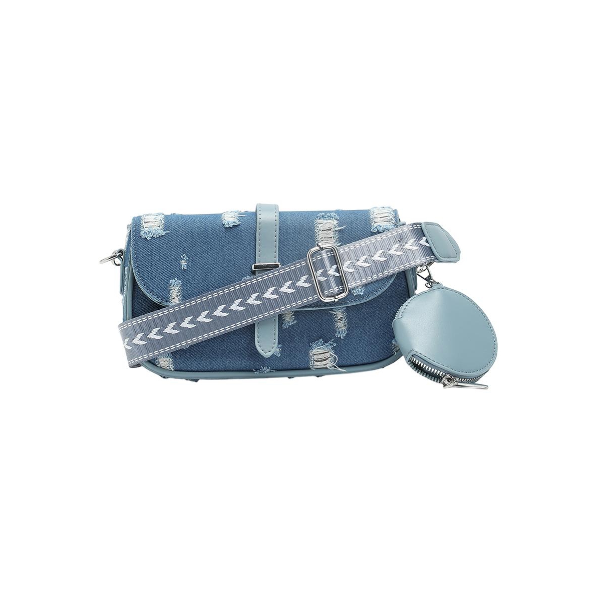 Women's The Denim-Structured Sling Bag With Pouch - Indigo Blue - Blue