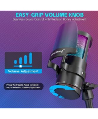 USB Microphone for iPhone, iPad, PC, RGB Gaming Mic with Metal Body, Mute, Pop Filter, Gain for Podcasting, Streaming, YouTube, Voice Over