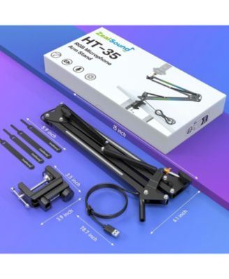 RGB Microphone Arm Stand,Mic Arm with RGB Light for QuadCast/Blue Yeti/Snowball/Shure SM7B/Rode NT1/Elgato,Rotatable Suspension Boom Scissor Stand for Gaming Streaming Podcasting YouTube