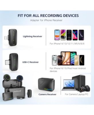Wireless Lavalier Microphone Kit for YouTube,TikTok & Live Streaming - 2 TX & 3 RX (USB-C/Lightning/Camera)