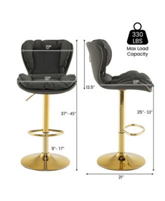 Adjustable Bar Stool Set of 4 Leathaire Bar Chairs w/ Padded Seat & Footrest