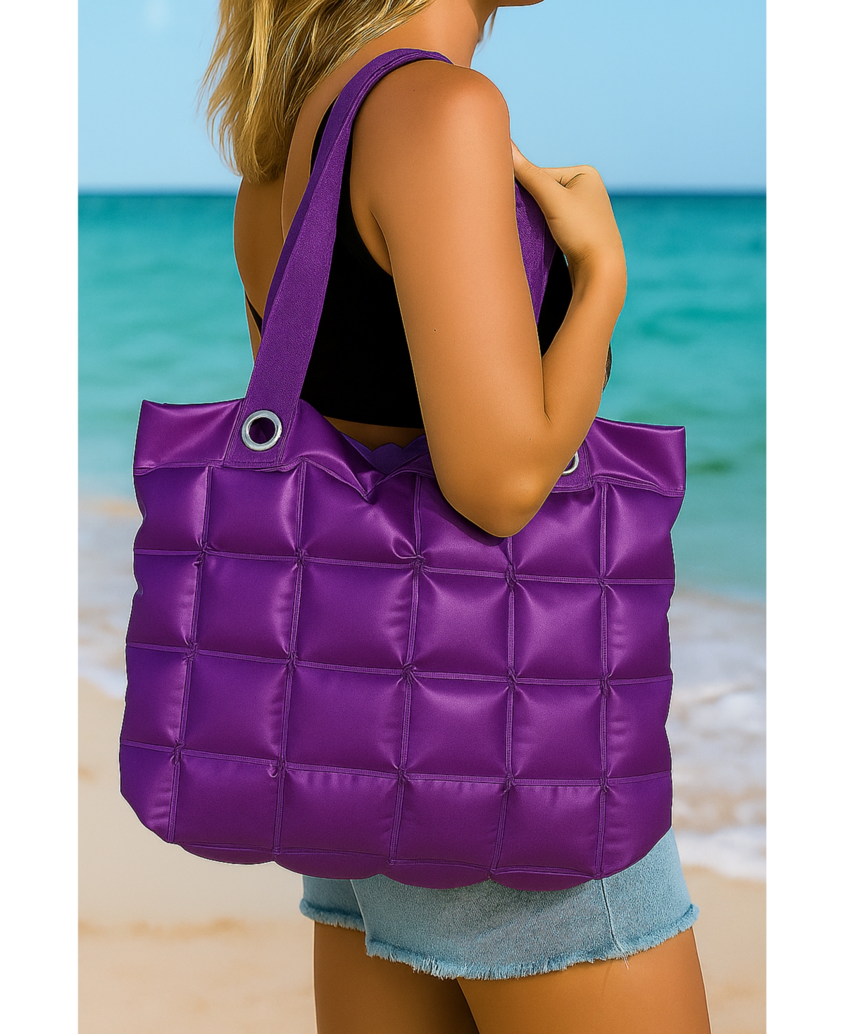 Inflatable Tote Purse - Purple
