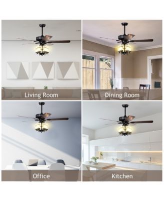 Classic 50 Inch Ceiling Fan with Light Noiseless Reversible Motor Ceiling Fan Lamp
