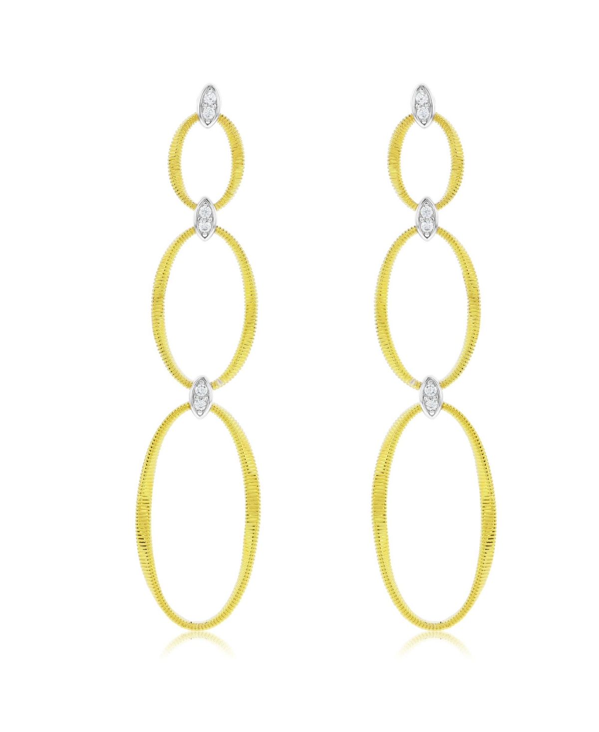 Suzy Levian New Yor Suzy Levian Golden Helix Sterling Silver & Cubic Zirconia Double Oval Drop Earrings - Golden
