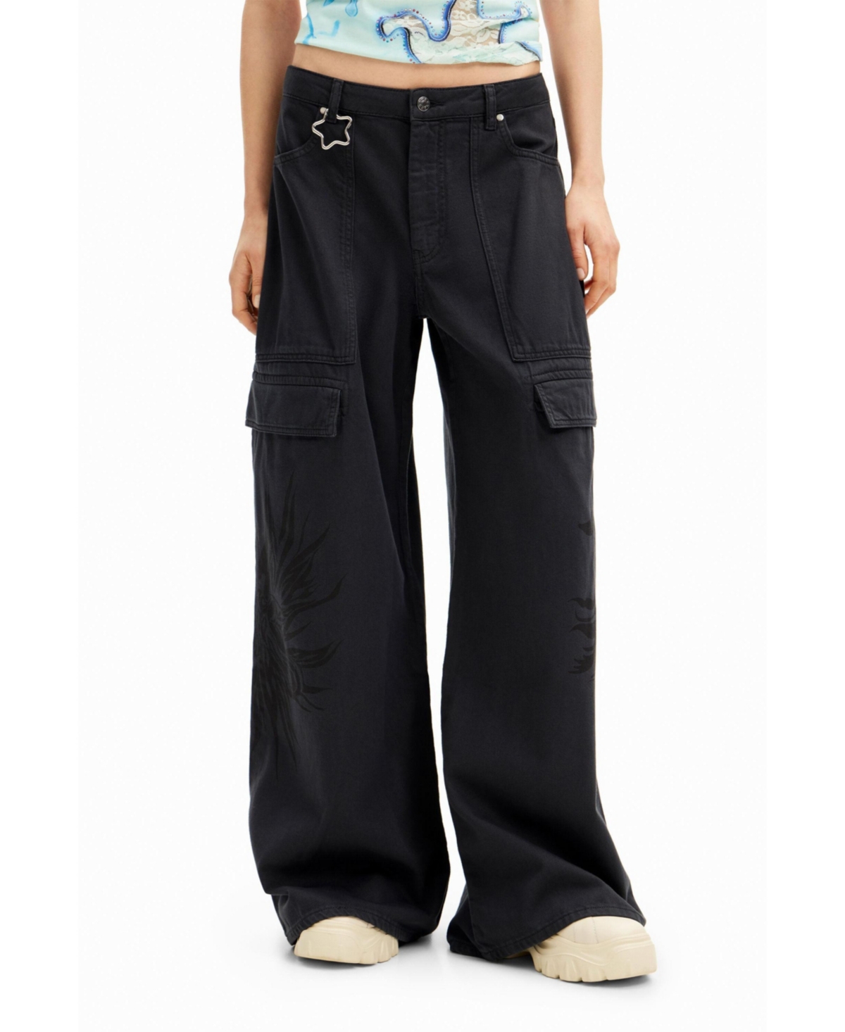 Women's Collina Strada tribal floral cargo trousers - Black