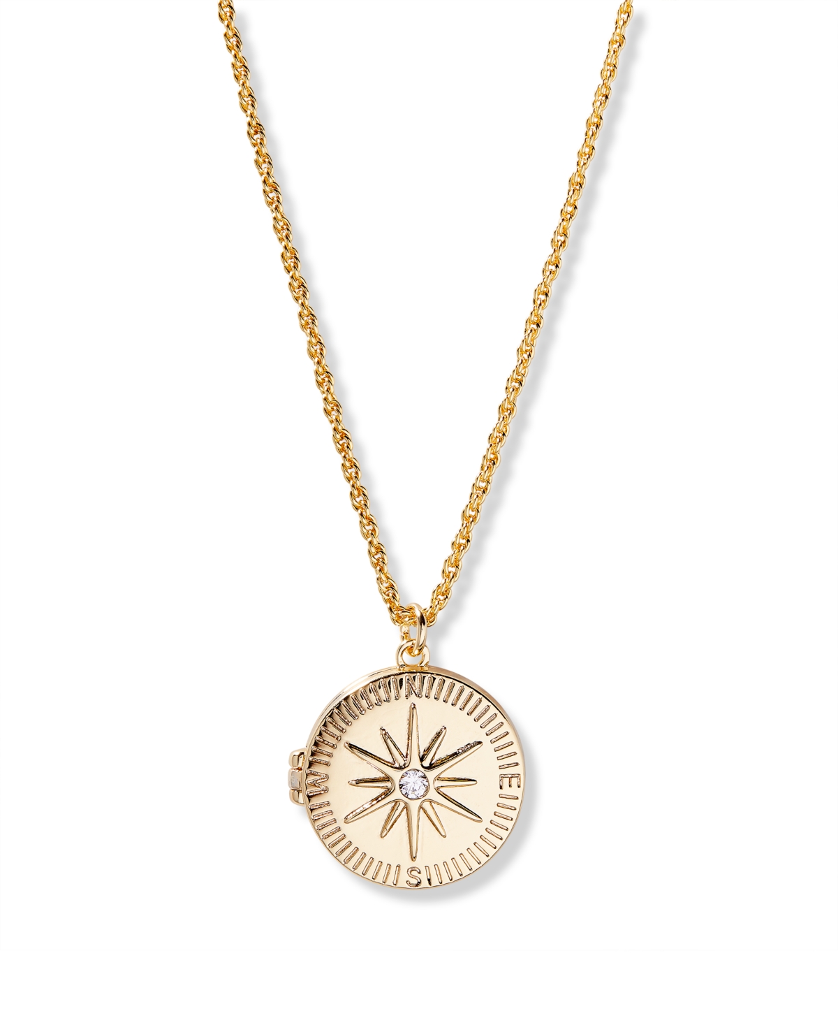 Gold Plated Mel Compass Short Pendant Locket Necklace - Gold
