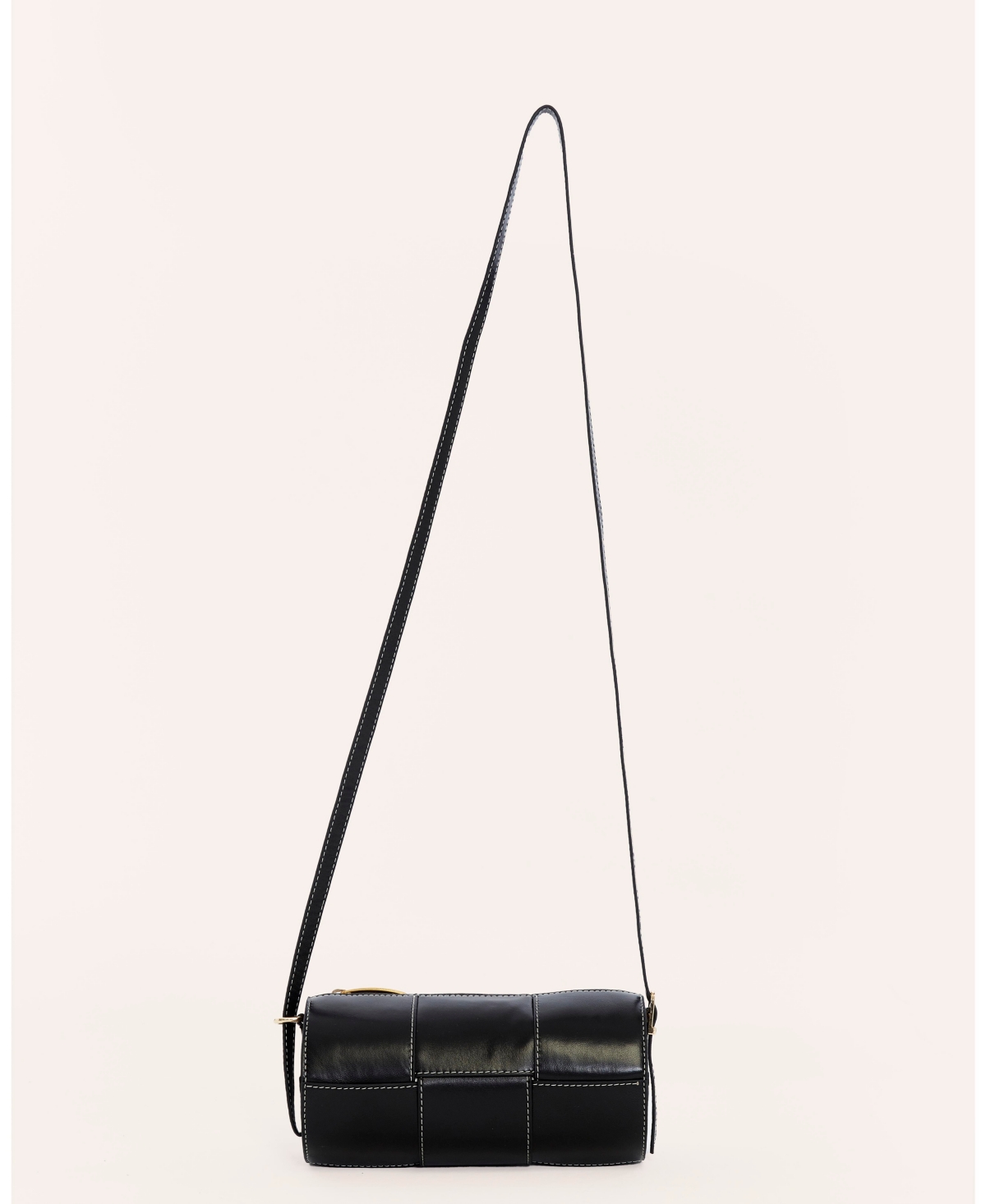 Women's Woven Leather Barrel Bag, Created for Macy's - Black