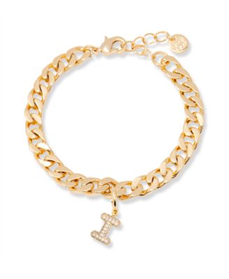 brook york Gold Plated Ella Crystal Initial Chain Bracelet - Gold - I 105$