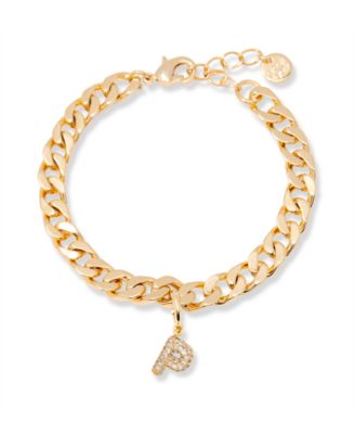brook & york Gold Plated Ella Crystal Initial Chain Bracelet - Gold - P