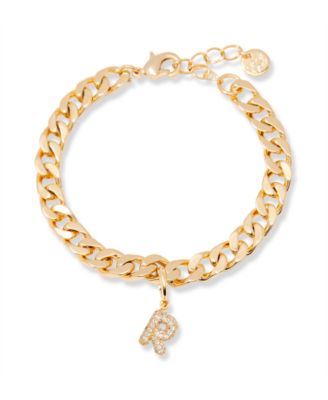 brook york Gold Plated Ella Crystal Initial Chain Bracelet - Gold - R 105$