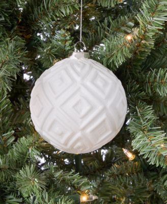 Nordic Wonderland Glass White Ball Ornament, Macy's Exclusive