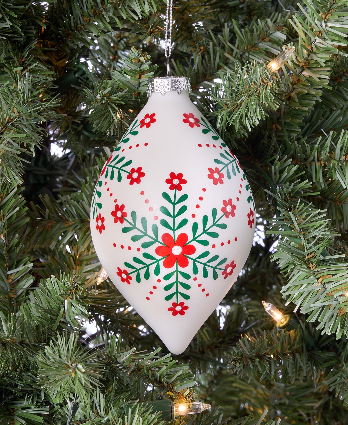 Holiday Lane Nordic Wonderland White Painted Finial Ornament, Macy's Exclusive
