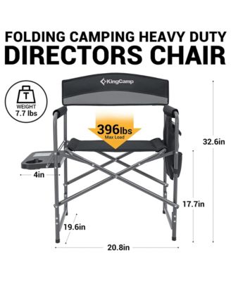 Padded Outdoor Folding Chair with Table & Pockets, Black/Grey (2 Pack)