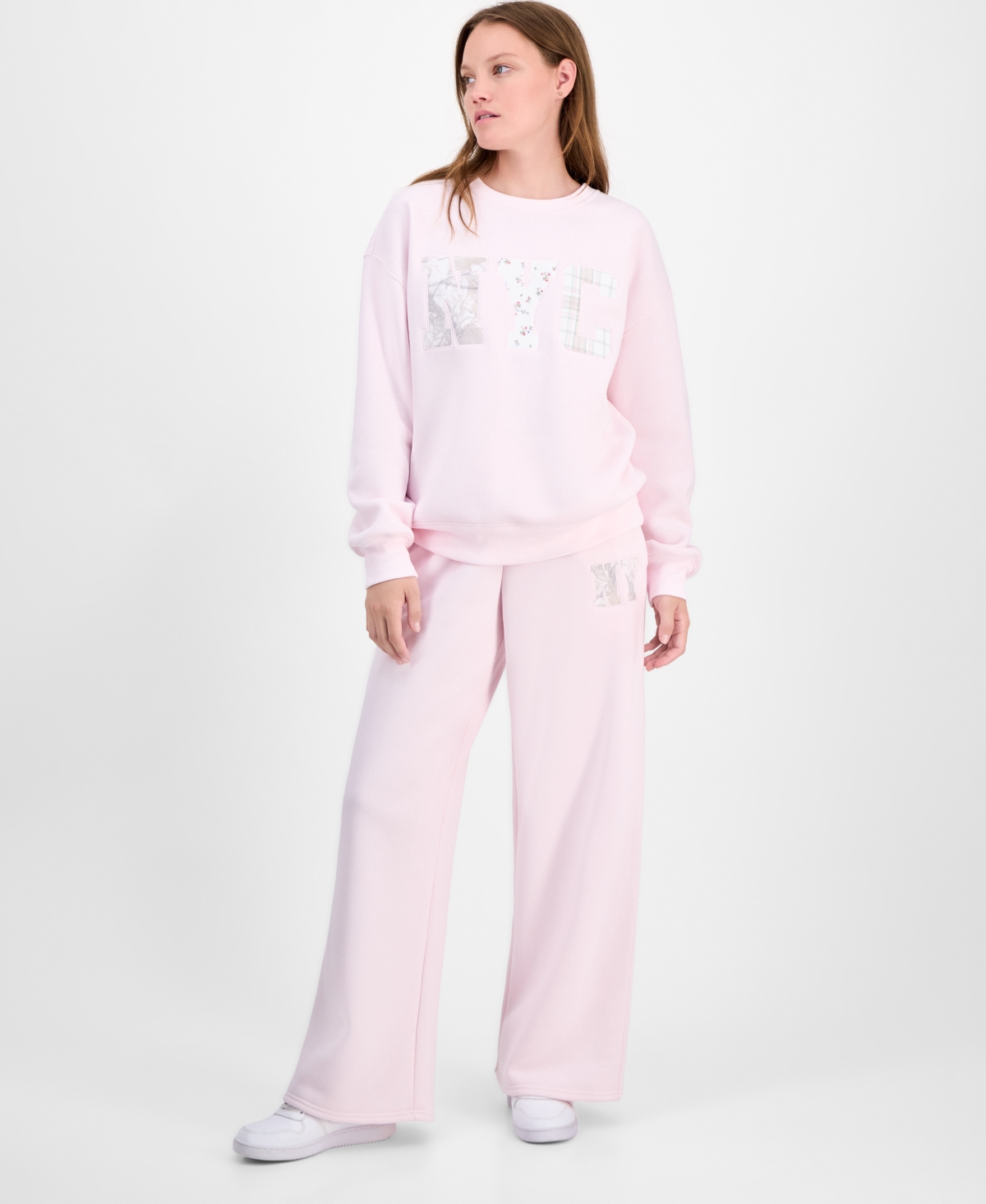 Madden Girl Juniors' Nyc Patchwork Crewneck Sweatshirt