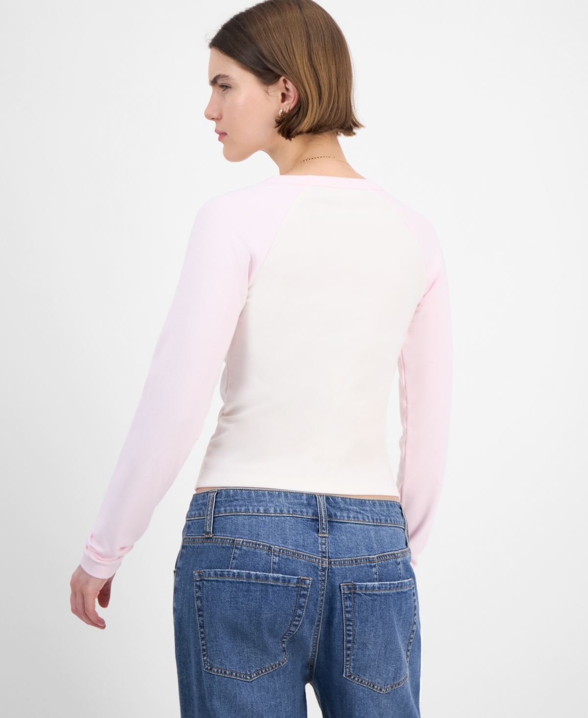 Hippie Rose Juniors' Crewneck Raglan Long-sleeve T-shirt In Multi