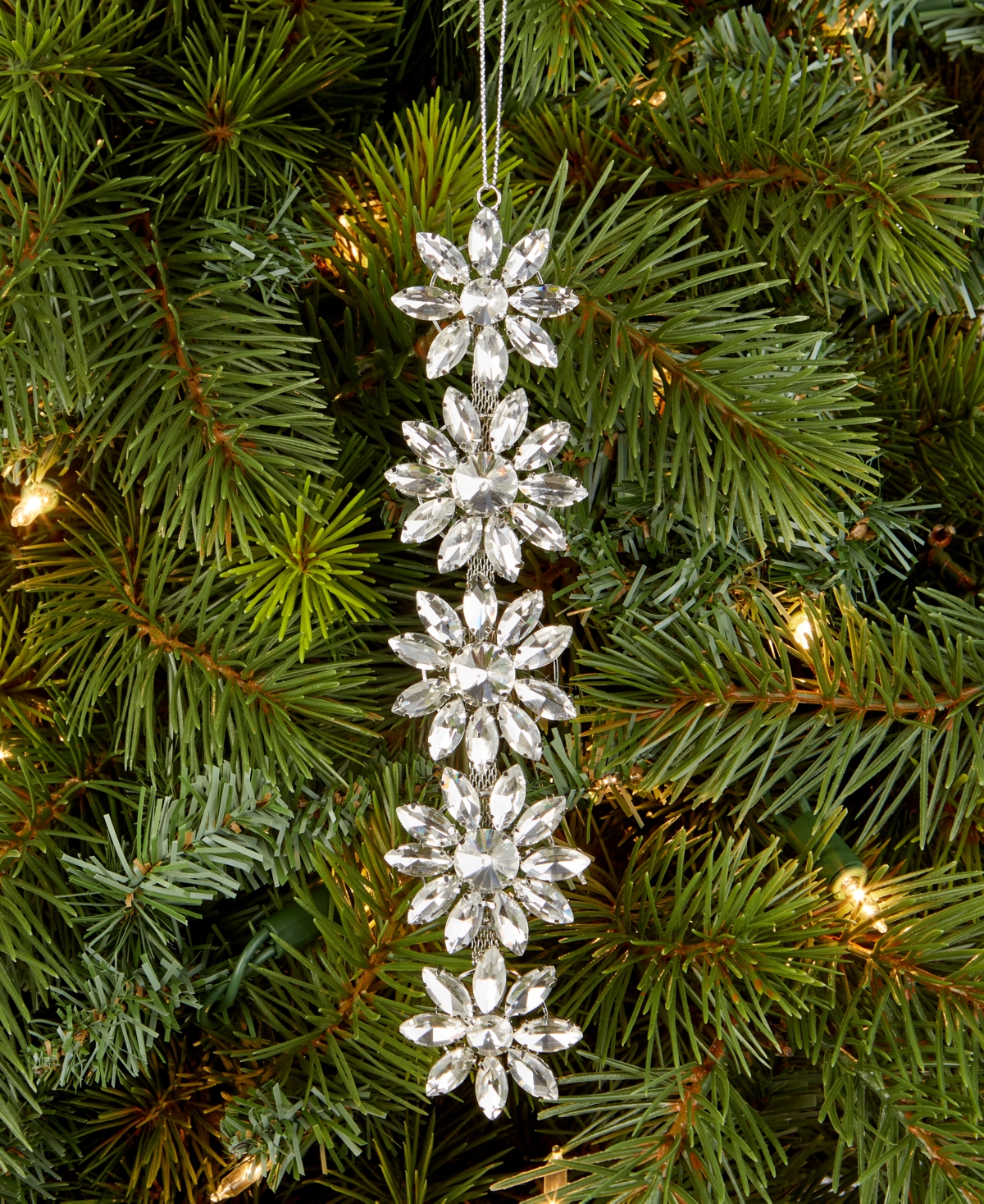 Holiday Lane Jeweled Classics Snowflake Cluster Ornament, Macy's Exclusive In Transparent