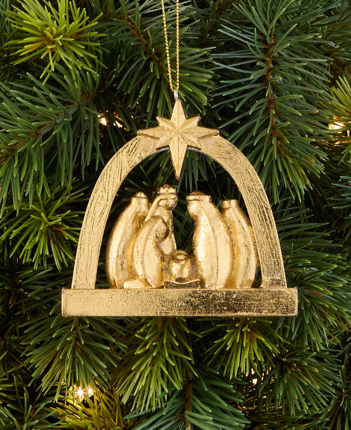 Holiday Lane Blessed Arched Nativity Scene Ornament, Macy's Exclusive In Gold
