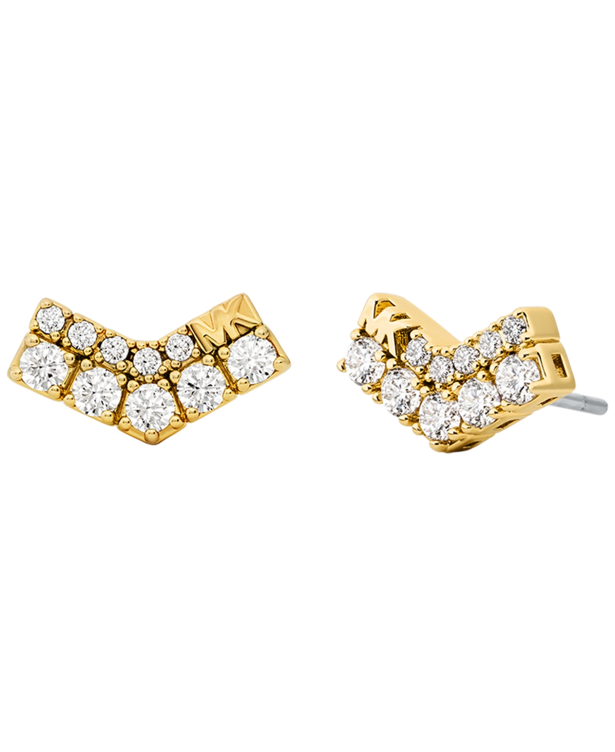 Cubic Zirconia Pave Stud Earrings - Silver