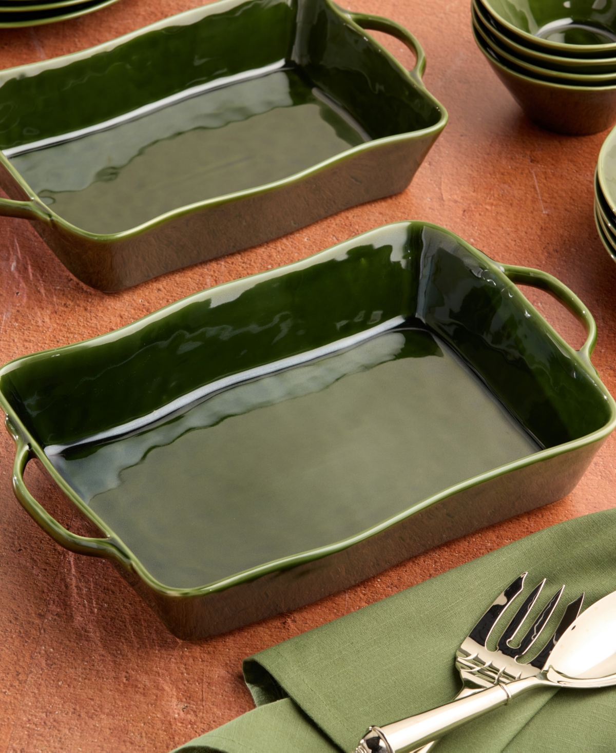Certified International Verde Large Rectangular Baker In Green