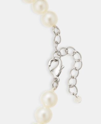 Silver-Tone Imitation Pearl Snowflake Pendant Necklace, 17-1/2" + 2" extender