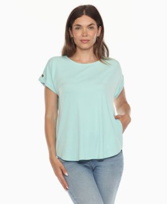 Women's Folded Short Sleeve Solid Top