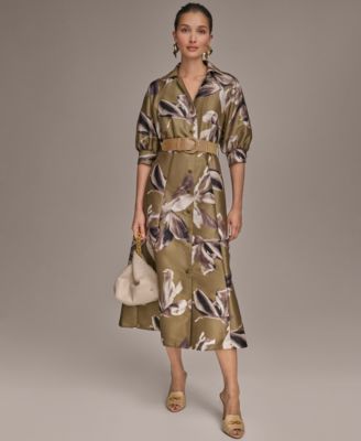 Donna Karan New York - Women's Floral-Print A-Line Shirtdress