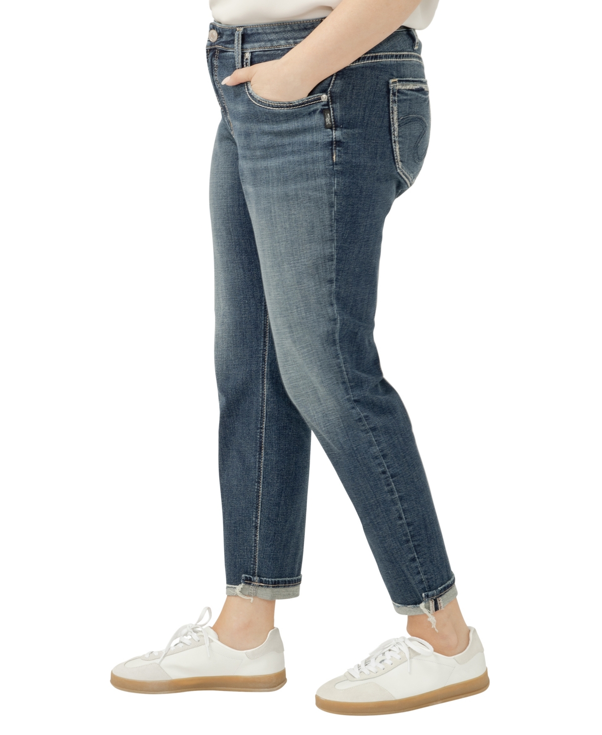 Silver Jeans Co. Plus Size Boyfriend Mid Rise Slim Leg Jeans