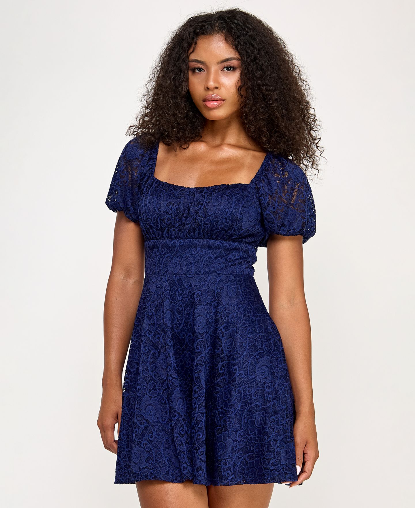 Женское платье City Studios Juniors' Lace Fit & Flare, цвет: Тёмно-синий — фото 4