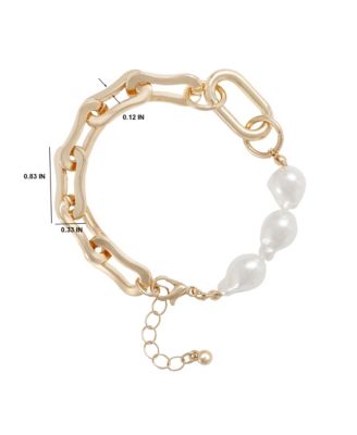 Gold-Tone Link and Pearl Bracelet