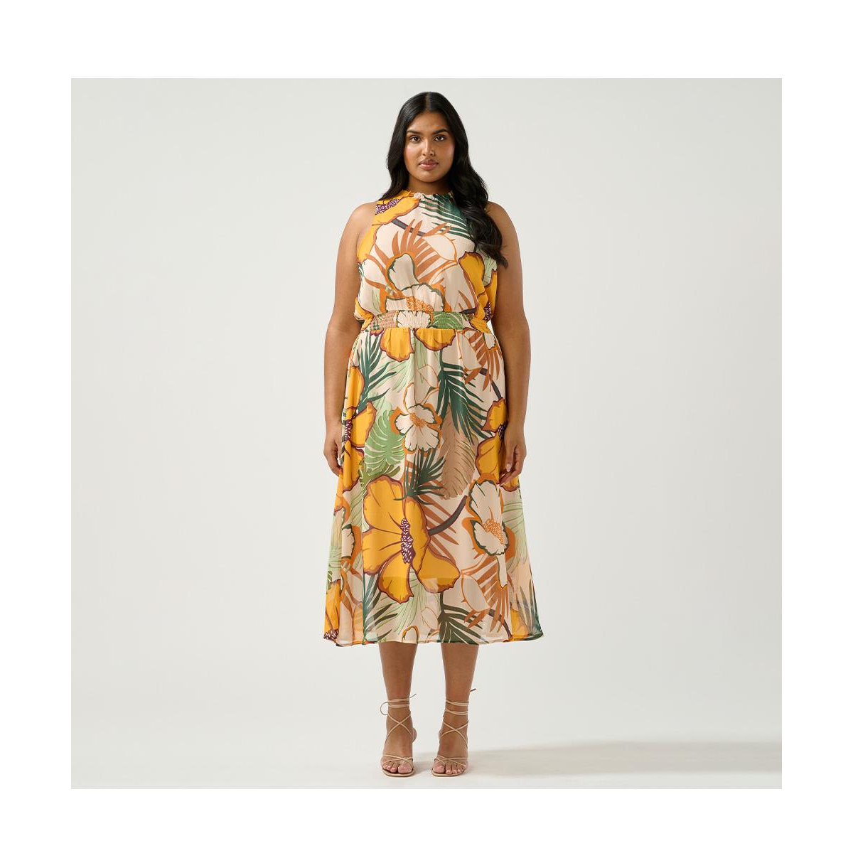 Paradisa Sleeveless Midi Dress - Primrose/fern