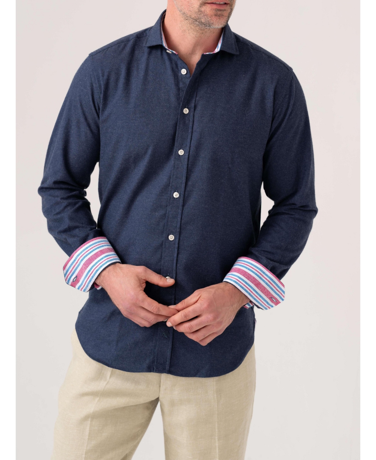Men's Long Sleeve Cotton Cashmere Shirt - Sand