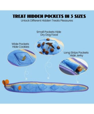 Blue Ribbon Eel Snuffle Dog Toy,Christmas gift,No Stuffing Squeaky Long Snake,Crinkle/Snuffle/Tug Toy for All Breeds