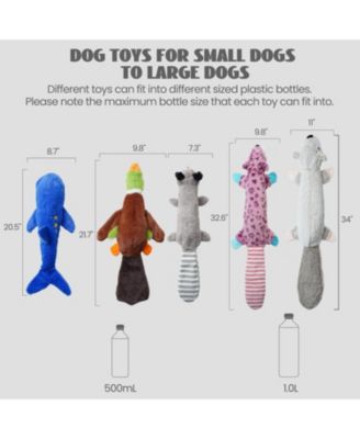 5 PCS Jungle Series Plus Squeaky Stuffless Dog Toys, Belly Pouch to Hold Bottles for Bonus Crinkle, Durable Dog Toys for Aggressive Chewers