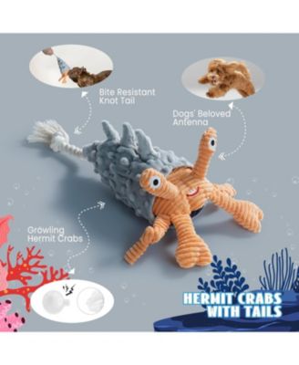 4 PCS Sea Creatures Crinkle Squeaky Dog Toys,Christmas gift,Octopus Shark Crab Mussel Toys, Interactive Toys for Small, Medium & Large Dogs