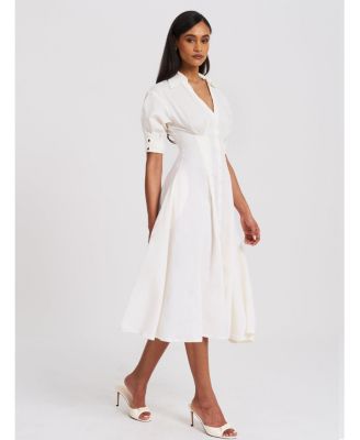 Women's Palina Lyocell Pleated Midi Preppy Shirt Dress