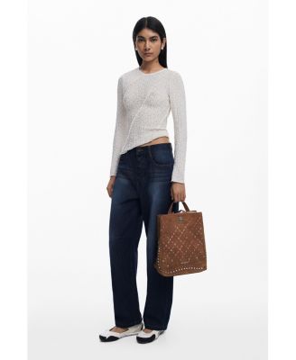 Women's Small perforated backpack with studs