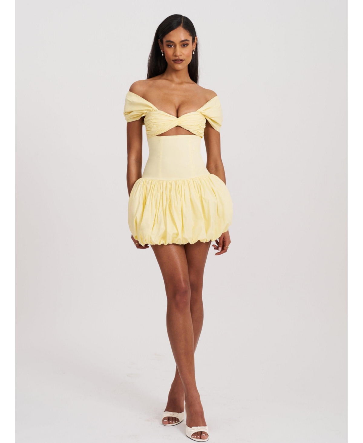 Women's Umika Butter Yellow Bubble Hem Mini Dress - Yellow