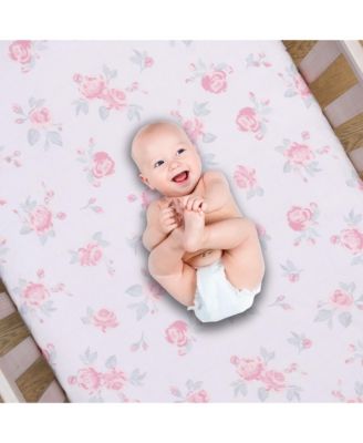 Coquette Floral Pink Bows Aesthetic 3-Piece Baby Crib Bedding Set