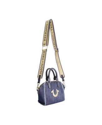 Frayed Denim Horseshoe Satchel