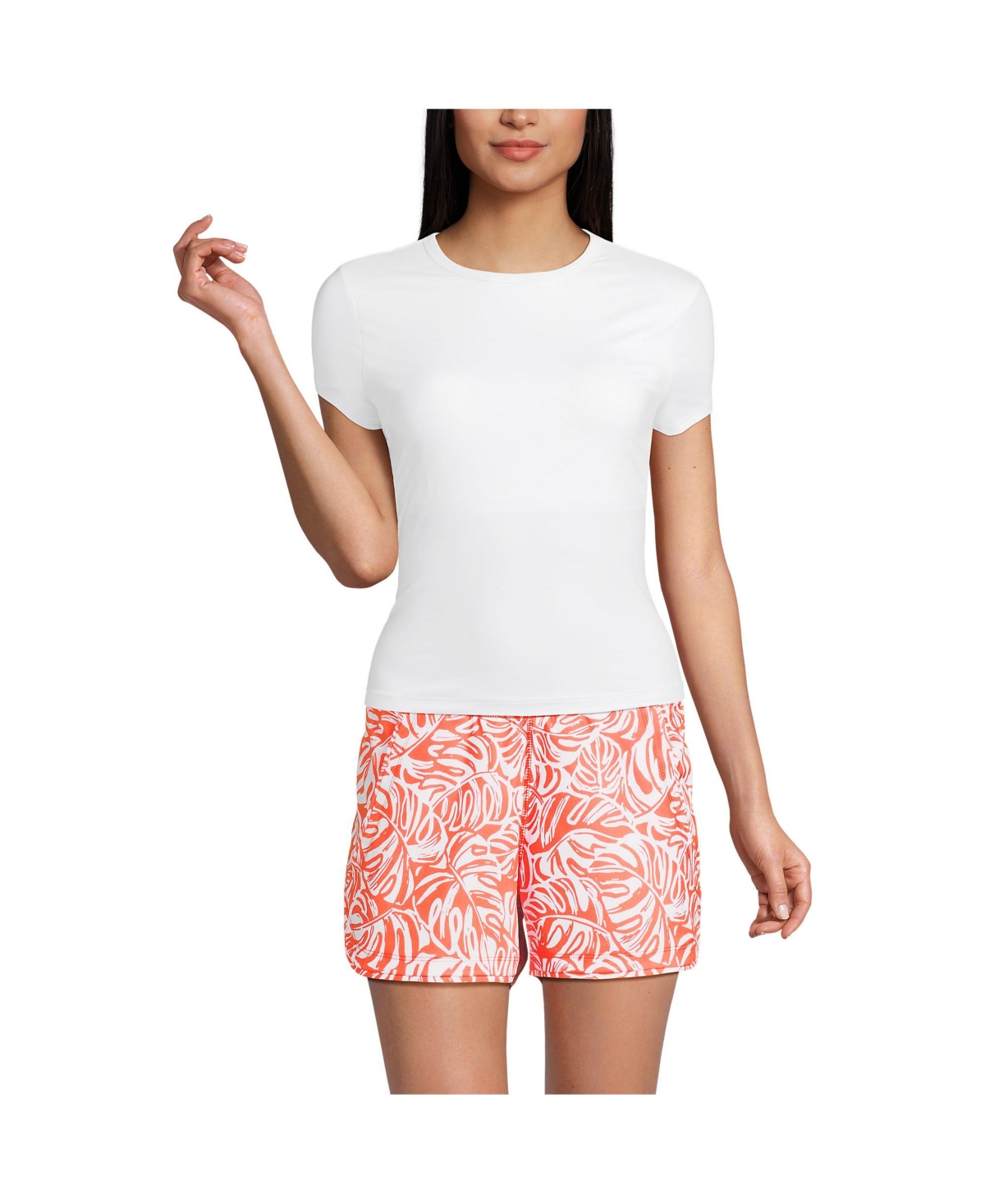 Women's SunShade Upf 50 Cap Sleeve Fitted with Built in Bra Rash Guard - White