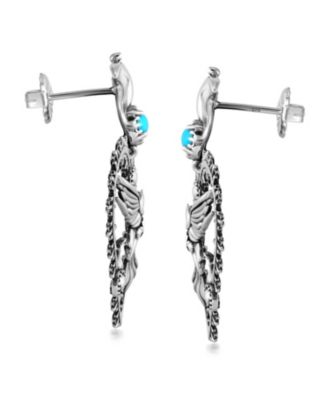 Sterling Sleeping Beauty Fritz Casuse Heart Hummingbird Earrings